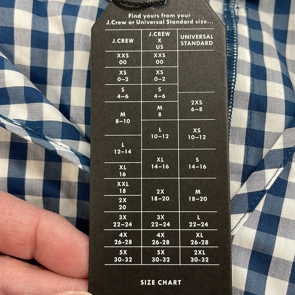 Universal Standard for J.Crew NWT Blue White Gingham Tie Sleeve Cutout Shirt - Picture 14 of 16